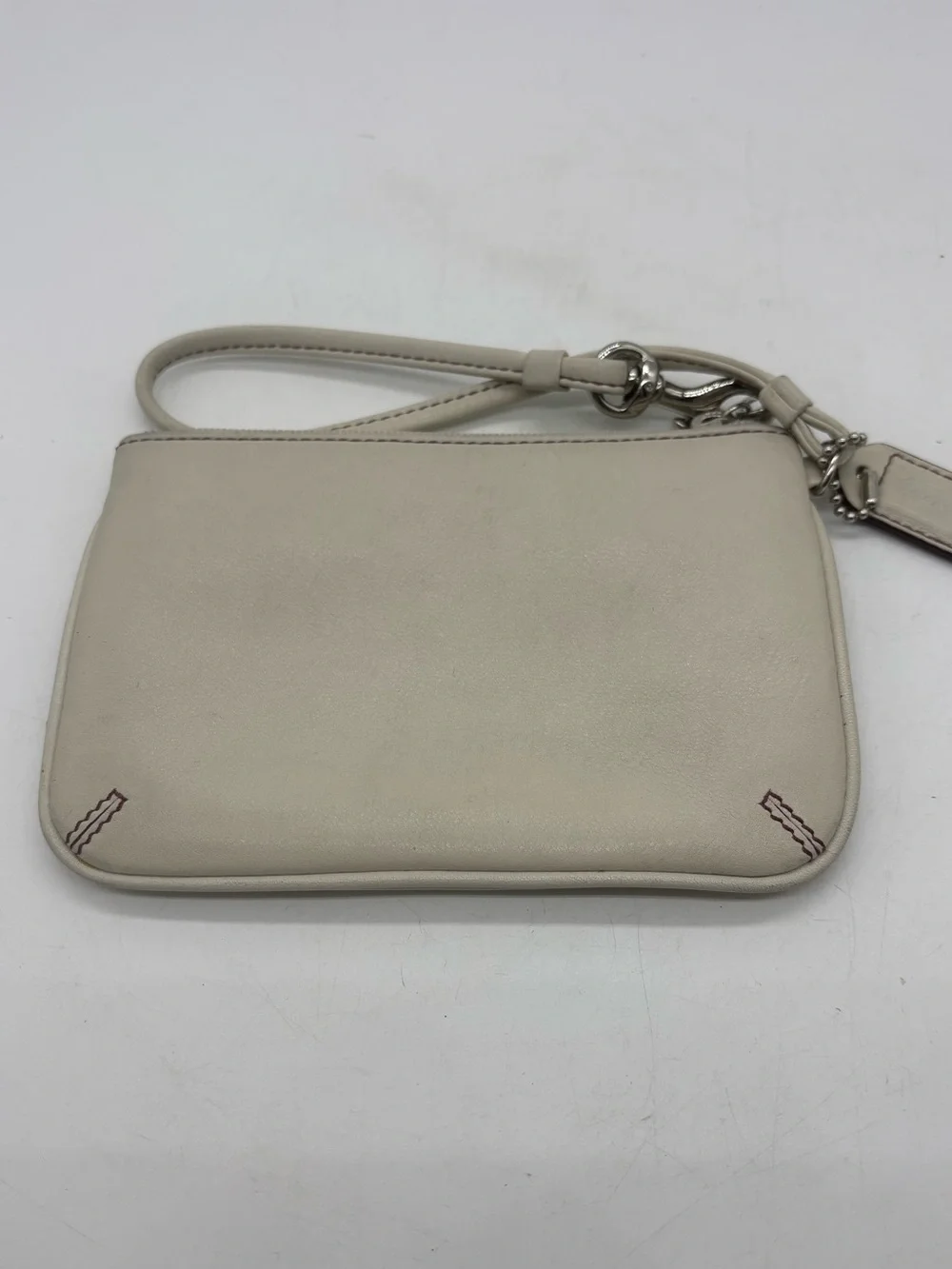 Coach Skinny Mini Corner Zip Wallet Wristlet Clutch Off White Leather